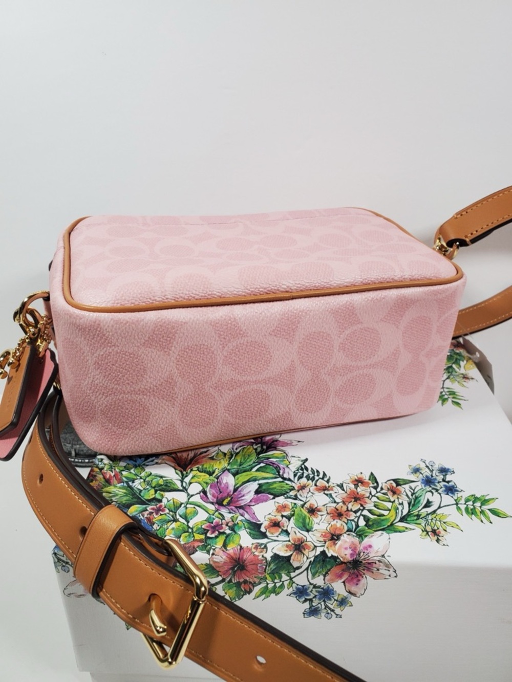 NWT Coach Powder Pink Mini Carey Crossbody Bag in Signature Canvas - Picture 12 of 13